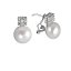 Pendientes de plata tu y yo con perla y en forma cuadrada circonitas brillante